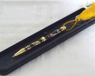 548 - Oriental mechanical Cloisonne pencil Box 6"
