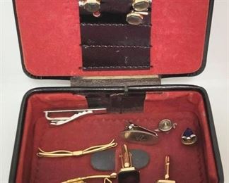 714 - Lot of Assorted Cuff Links and Tie Clasps in Box Some signed (Swank, O.G. Tanner, Hickok USA)
