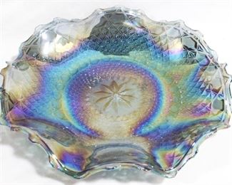 872 - Carnival Glass Ruffled Bowl, 10" round
