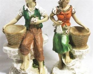 875 - Pair of Man and Woman 14" tall Statues
