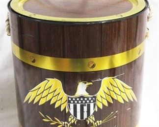 908 - Vintage Metal Bucket Tin with Eagle 13.5" x 11.5"
