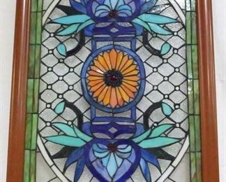 2151 - Framed stained glass window, 36.5 x 22.5
