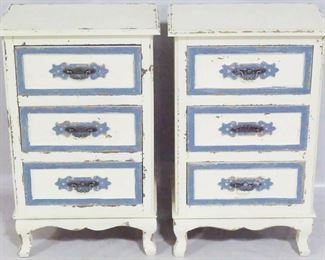 2353 - Pair Painted 3-Drawer Stands Leg Split 30" x 19" x 12"
