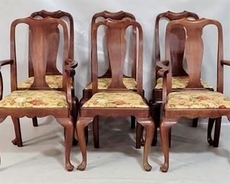 2370 - Henkel Harris Queen Anne set of 6 chairs 2 arm & 4 side chairs 38.5 x 23 x 19
