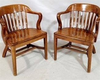 2390 - Pair vintage Sikes wooden arm chairs 31 x 24 x 19
