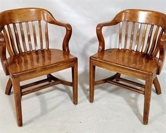 2391 - Pair vintage Sikes wooden arm chairs 31 x 24 x 19
