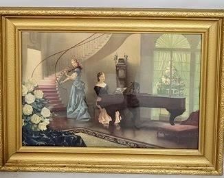 2396 - Vintage print in gold leaf frame - 29 x 38
