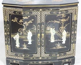 2542 - Chinoiserie Oriental 2 Door Cabinet 30" x 32" x 13"
