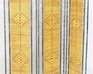 2550 - Wicker & Metal Triple Folding Screen 74" x 51"
