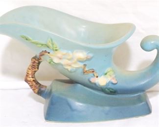 2570 - Roseville Blue Apple Blossom Cornucopia 5" x 5" x 9.5"

