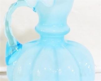 2587 - Fenton Blue Opalescent Pitcher 6" tall
