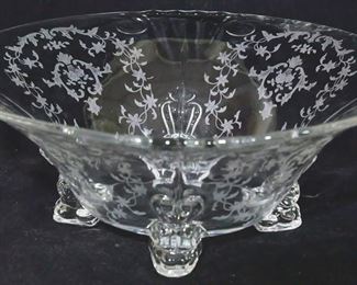 2598 - Fostoria Etched Navarre Glass Bowl 4.5" x 11"

