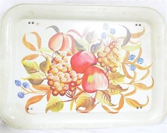 2619 - Fruit Decorated Vintage Folding Tray 6.5" x 17" x 13"

