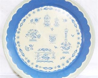 2620 - Fine China Decorated Vintage Tin Tray 19" round
