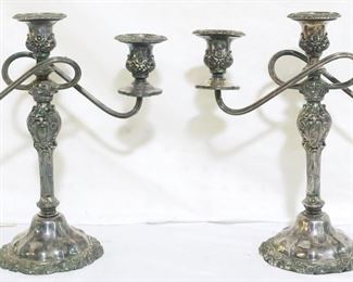 2623 - Pair of 3 Lite 11" Tall Candleholders
