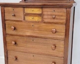 3234 - Mahogany Tall Chest w/ Mirror - 73 x 24 x 21
