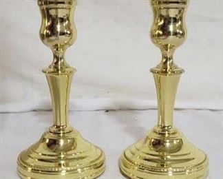 3258 - Pair of Brass Brighton Candlesticks by Baldwin American Museum Brass Collection - 5" tall & weighted
