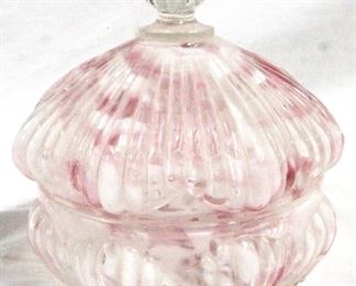 4010 - Mottled Glass Dish w/ Lid 6" x 5.75"
