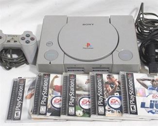 4029 - Sony PlayStation 1 Game System w/ 5 Games and Hook-ups
