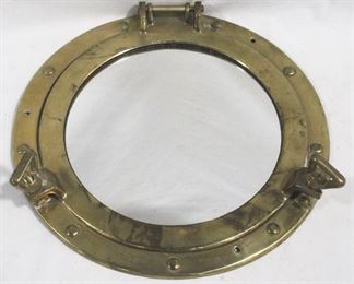 4032 - Vintage Brass Porthole Mirror 11.25" round
