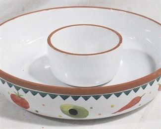 4055 - 2 pc. Pottery Chip and Dip Bowl Set 12.25" round
