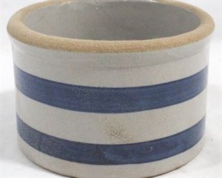 4069 - Blue Stripe Stoneware Crock 4.5" x 3"
