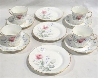 4078 - 11 pc. Elizabethan 'Morning Rose' Cups and Saucers
