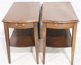 4101 - Pair of One-Drawer Mahogany End Tables 27.5" x 16" x 25"
