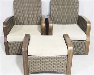 4111 - Pair Sunroom Arm Chairs w/ Ottoman Chairs: 33" x 72" x 27" Ottoman: 26" x 18" x 19"
