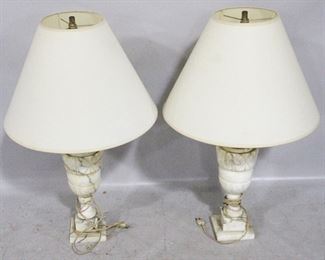 4122 - Vintage Pair of Marble Lamps 28" tall
