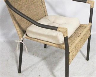 4126 - Woven arm chair on metal frame 32" x 24" x 21"
