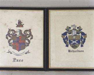 4196 - Pair of Framed Family Crests - 8.5 x 10.5
