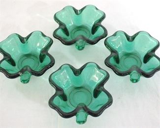 4216 - 4 Green Glass Small Dishes - 4 x 4 ea
