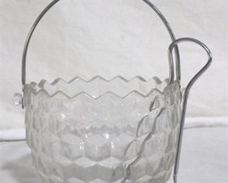 4226 - Fostoria American Glass Ice Bucket w/ Tongs 6 x 4.75
