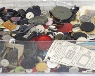 4233 - Plastic Storage Bin Full of Assorted Buttons
