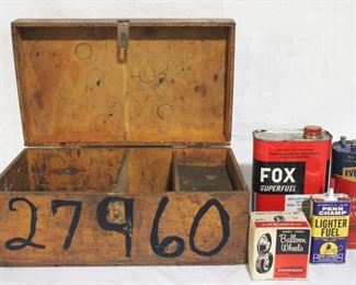 4276 - Wood Box w/ Assorted Items 14.5 x 8.5 x 6.5

