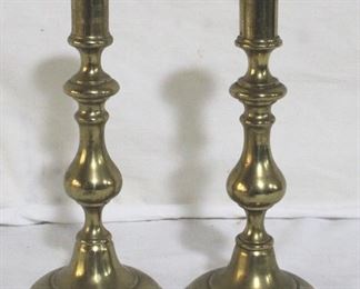 4282 - Pair of Brass Candlestick Holders - 9.5" tall
