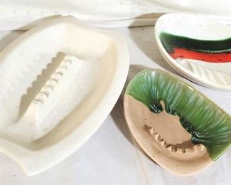 4300 - 3 Vintage Art Pottery Ashtrays
