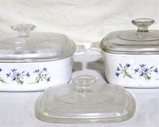 4325 - 2pc Corningware Casserole Dishes w/ 3 lids
