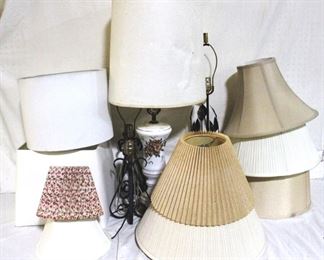 4338 - lot of Assorted Lamp Shades & Lamps - AS IS
