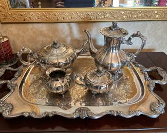 Gorgeous, silver tray, and coffee/tea service