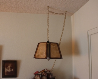 Midcentury cane light with chain