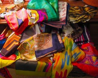 Lots of wonderful designer silk scarfs.