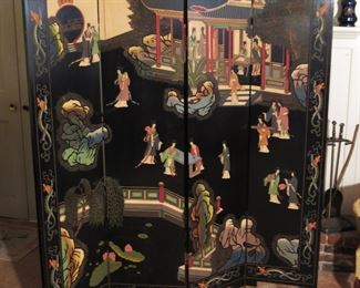 Large Screen, possibly Korean. Fully carved and embellished both sides.