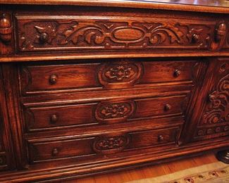 Gorgeous Solid Wood Ornately Carved Buffet