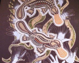 Danny Eastwood Aboriginal Art Australia Platypus Mother & Child Playing