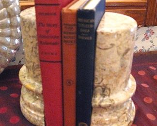 Marble Bookends / Antique Books