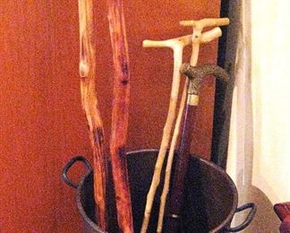 Walking Sticks with Compass and Walking Canes / Vintage Copper Umbrella Stand