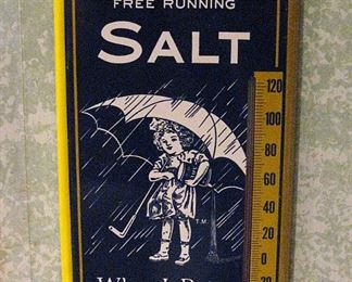 Vintage Morton Salt "When It Rains It Pours" Tin Litho Thermometer