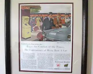 Hertz Rental Car Advertisement Framed
